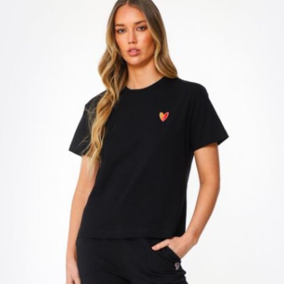 Paul Smith Organic Cotton Swirl Heart T-Shirt Black Size Medium NWT - Picture 1 of 7